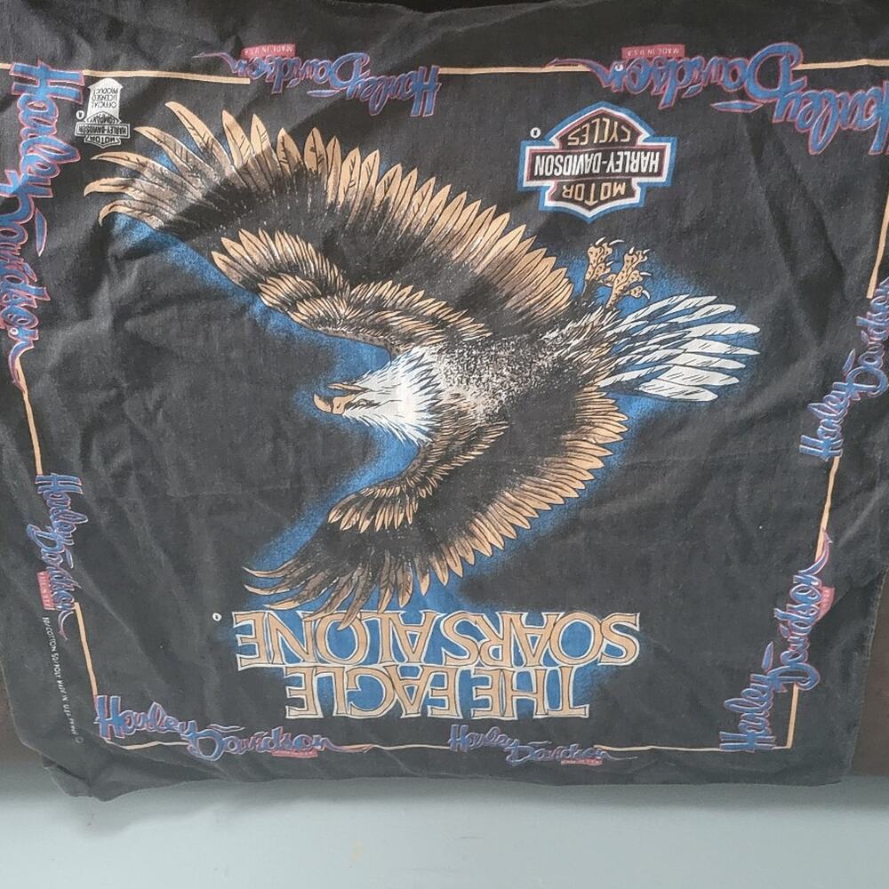Vintage Harley Davidson The Eagle Soars Alone Bandana Eagle Made in USA